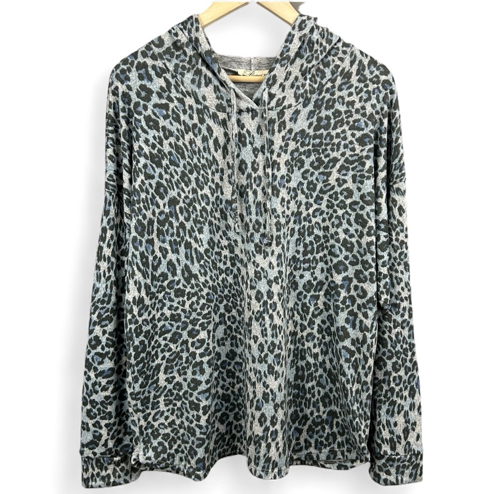 NWT Prospect Blvd Leopard Print Long Sleeve Hoodie Plus Size 3X